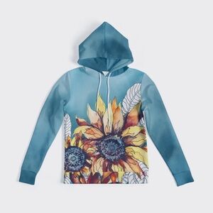 KAZIUKI Women’s Wearable Art Floral Sunflower Design Hoodie—Size XL—New with Tag